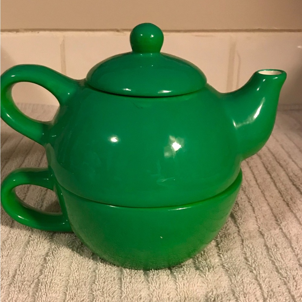 Vintage M&M'S Green Teapot and Cup Set - Picture 2 of 4
